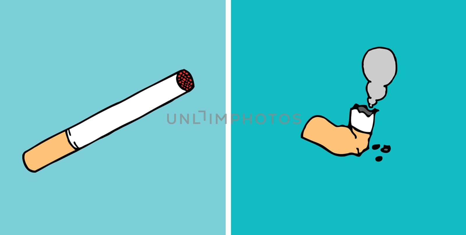 Consumed cigarette before and after