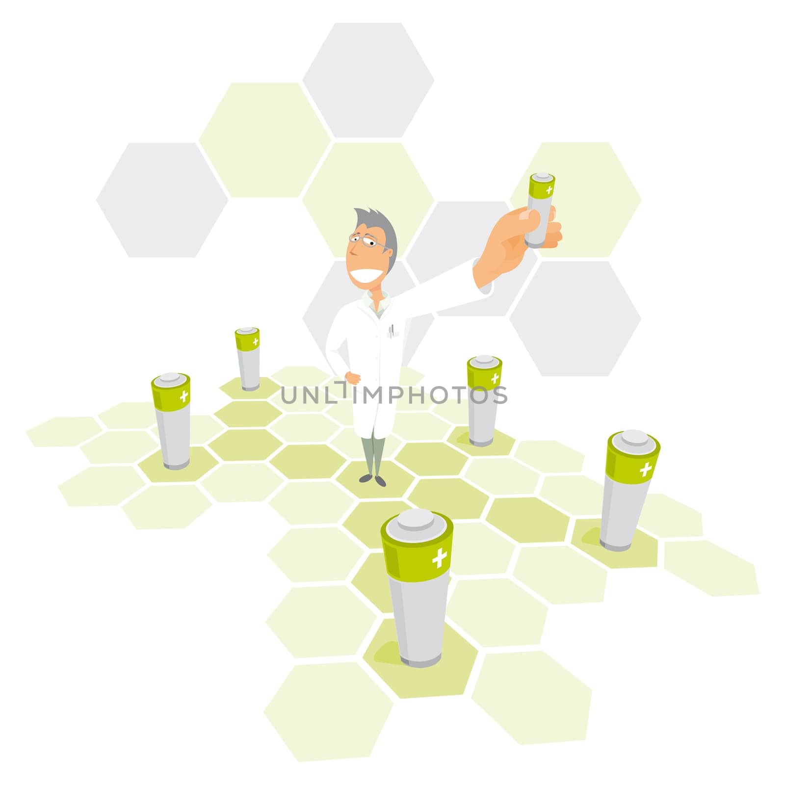 Scientist delivering clean energy / Power network