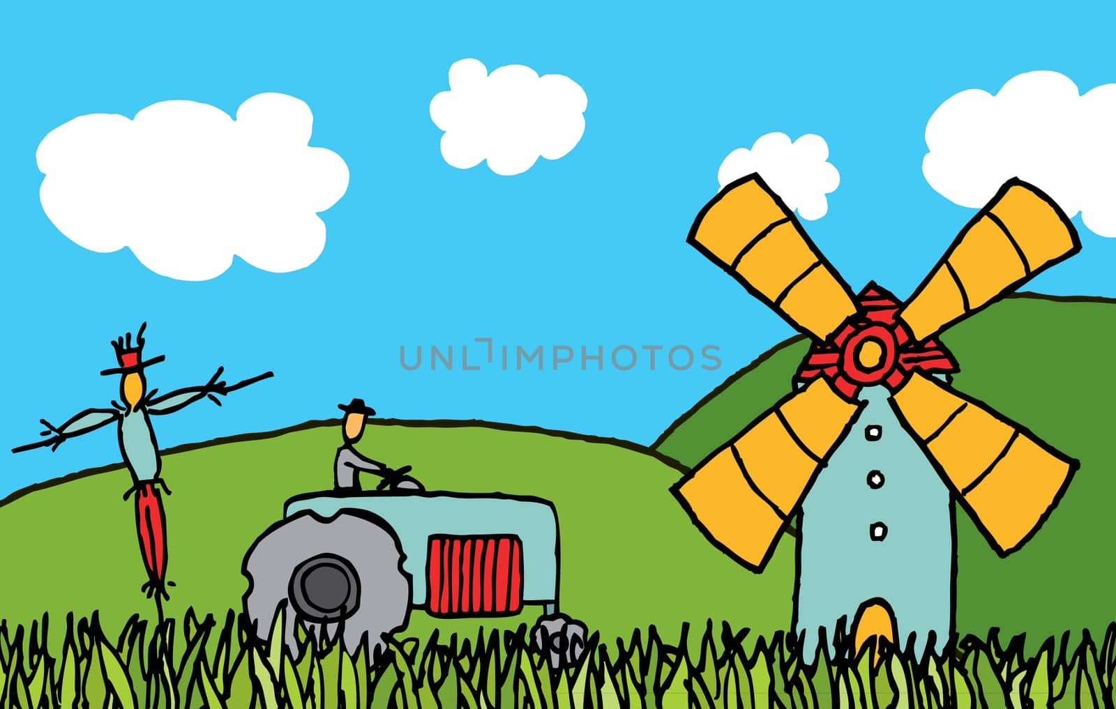 Cartoon country field