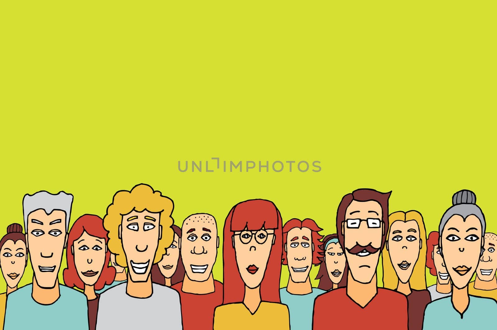 Crowd with copyspace / Happy people together