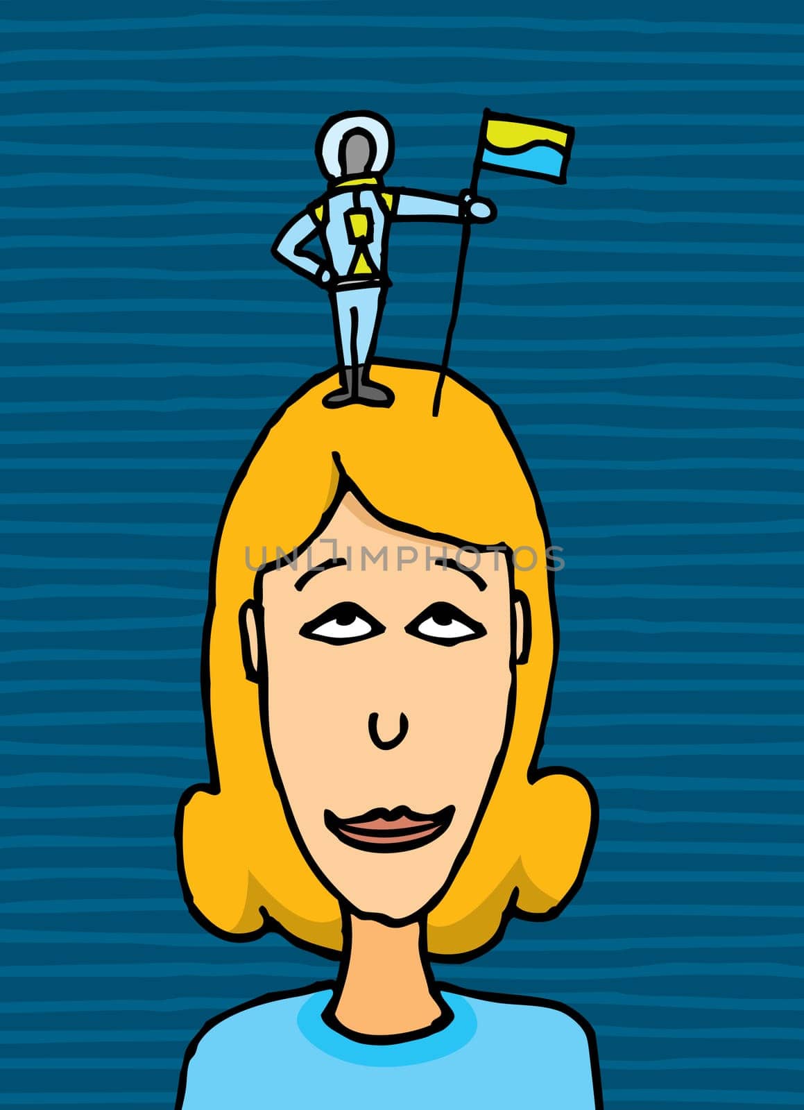 Tiny astronaut claiming conquering a woman