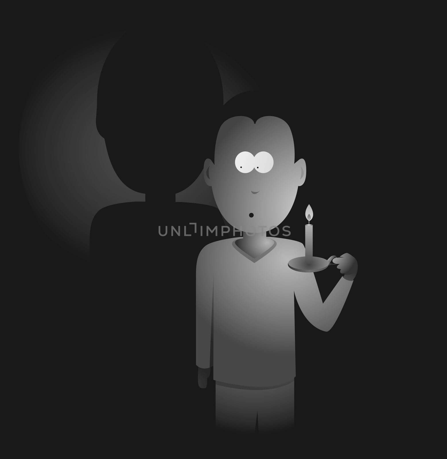 Man holding a candle in the darkness