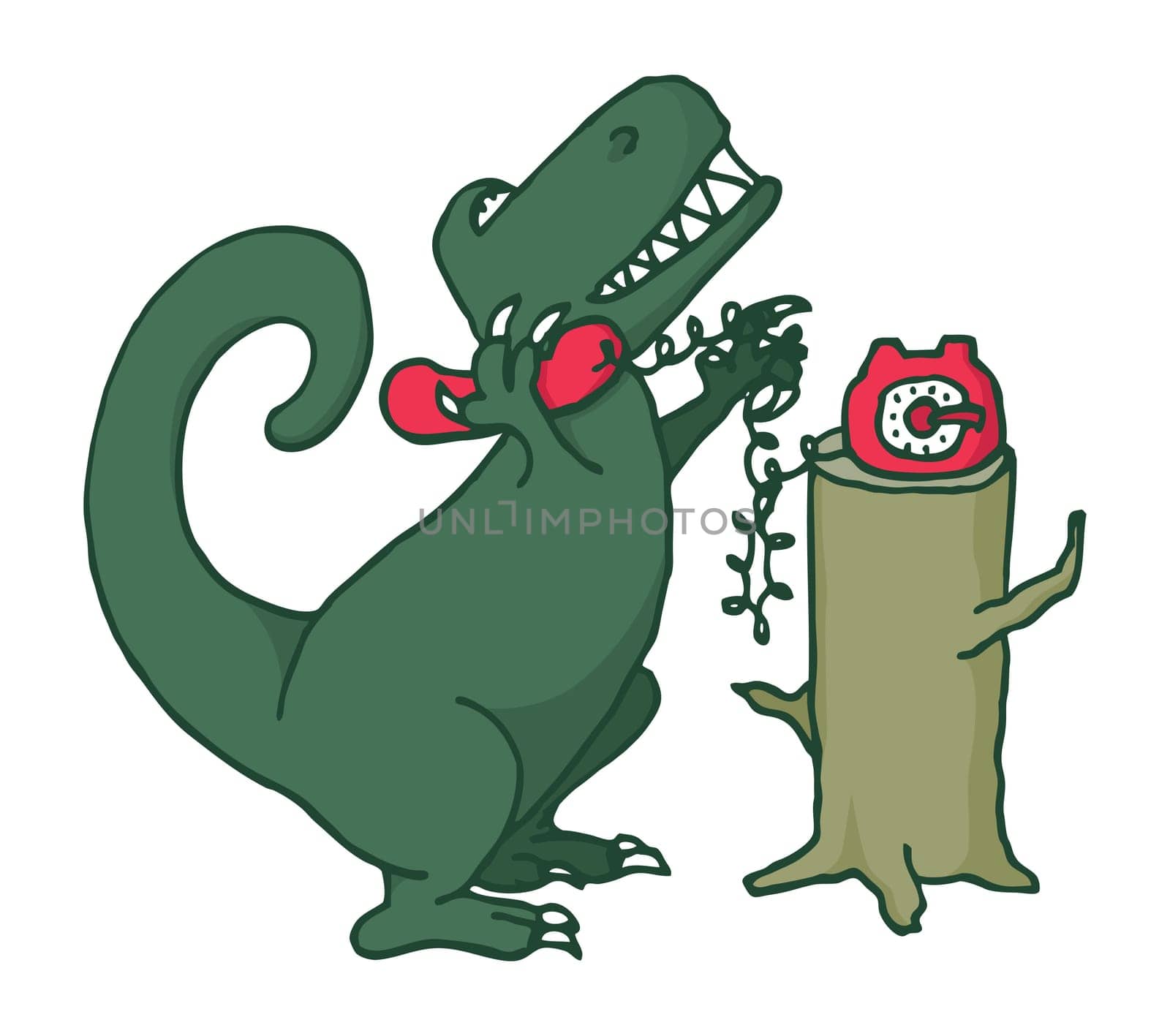 Dinosaur talking on the phone