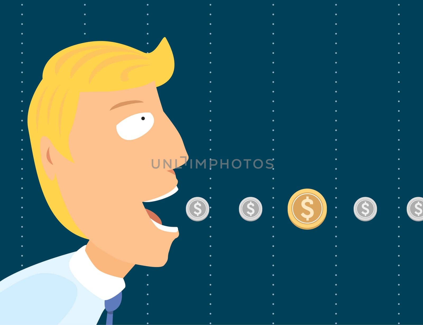 Businessman eating coins
