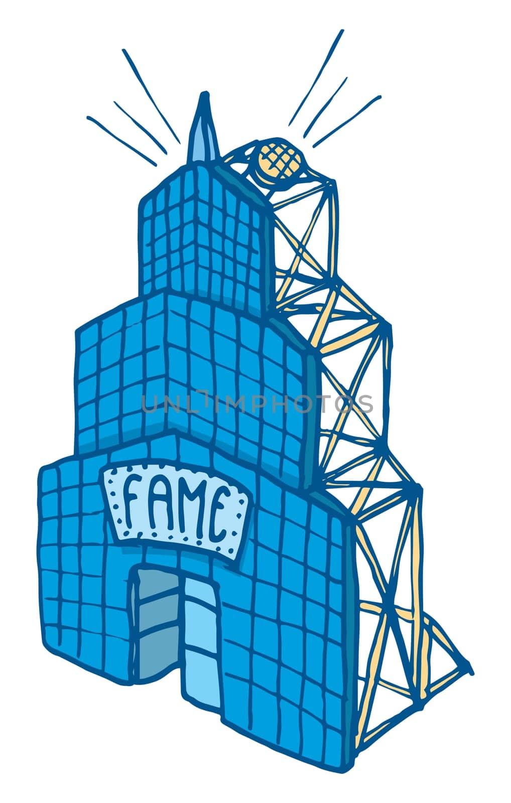 Fame represented as a false facade