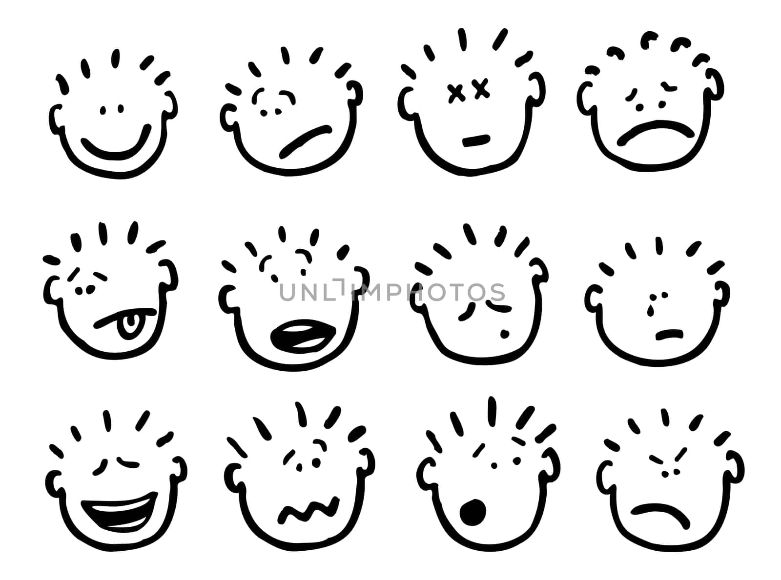 Vector cartoon faces and emotions