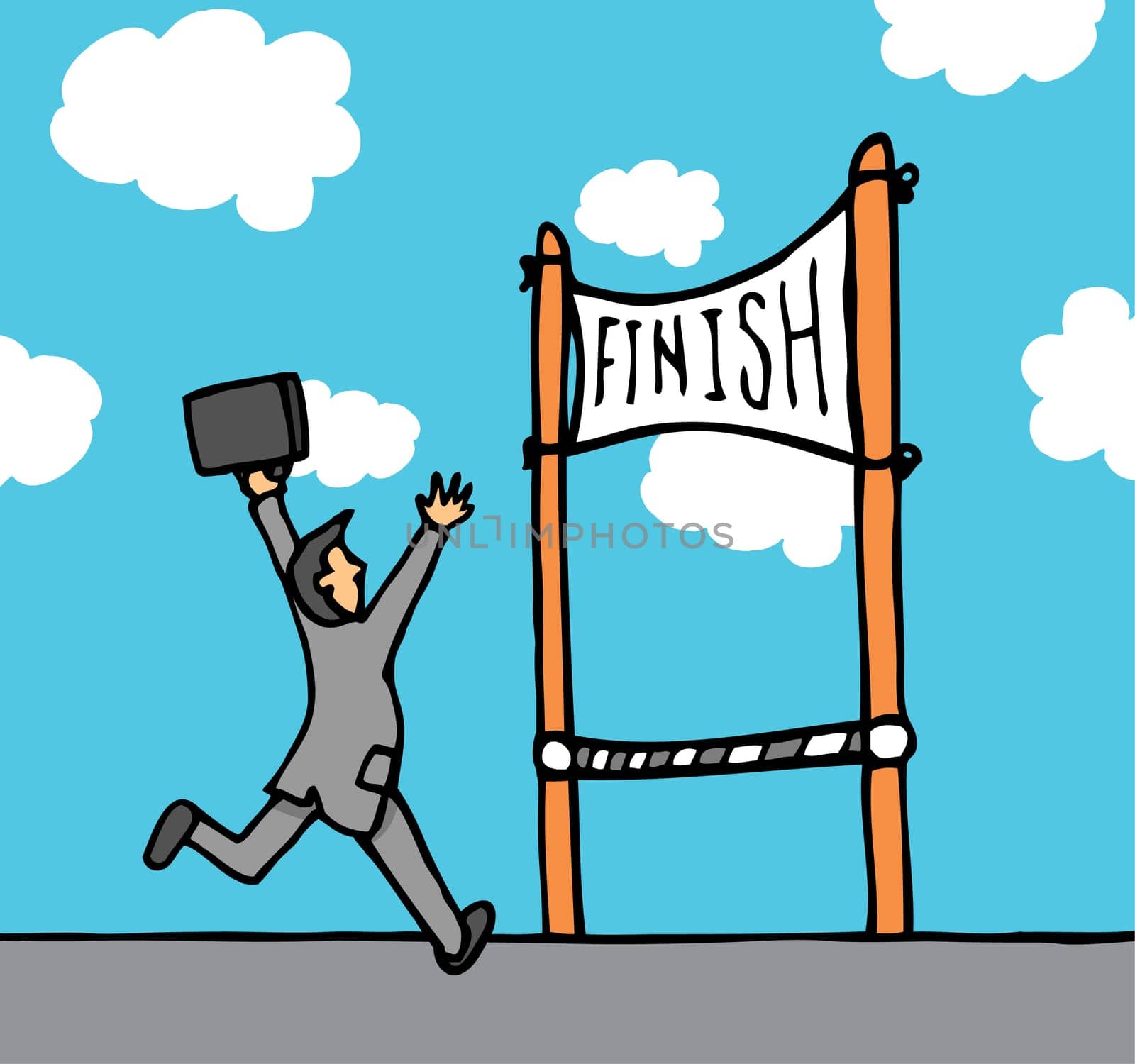 Businessman reaching goal