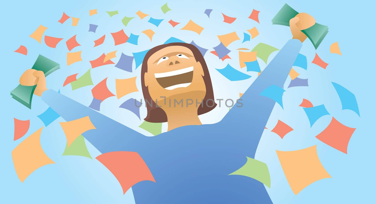 Happy winner holding money