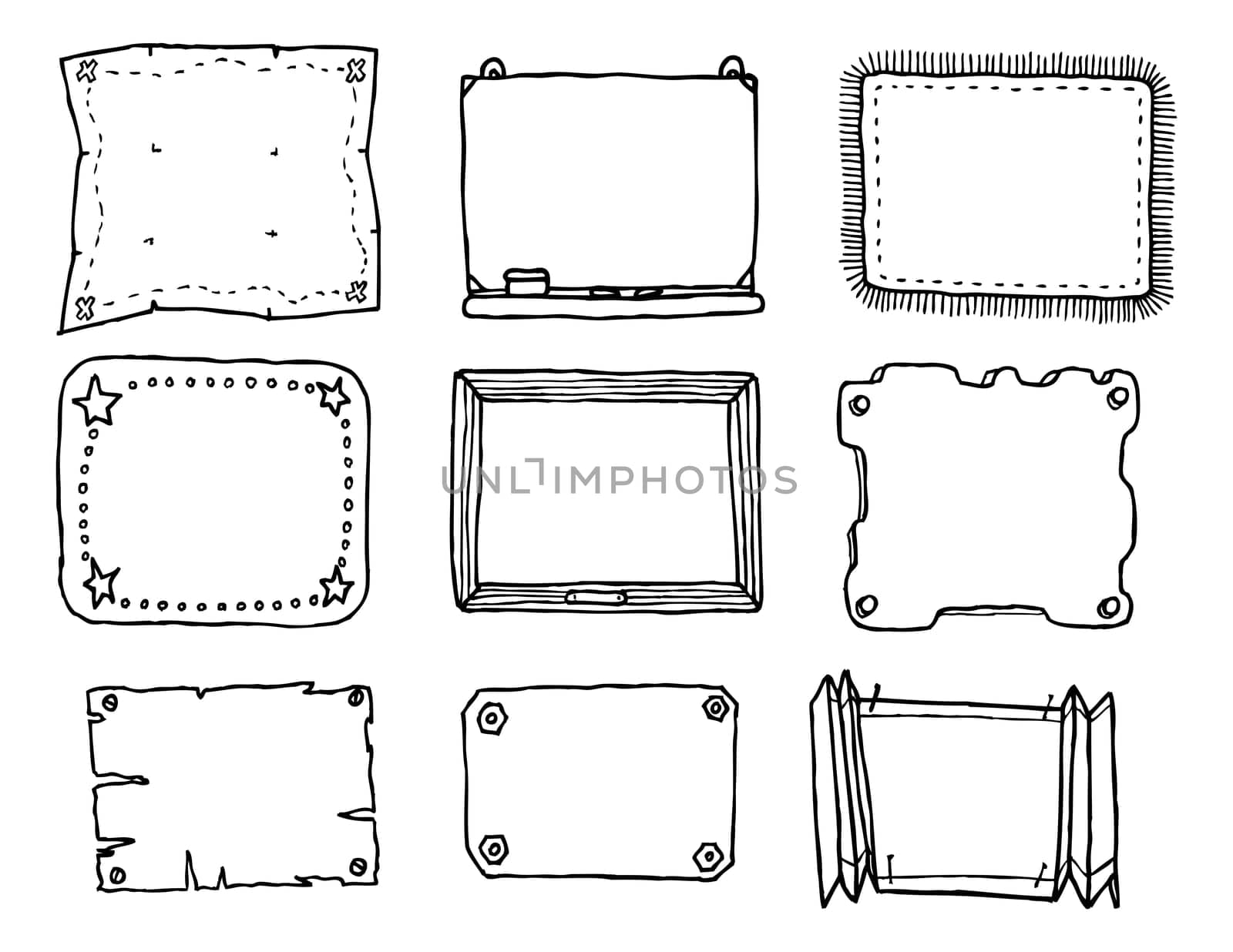 Hand drawn vector frame set
