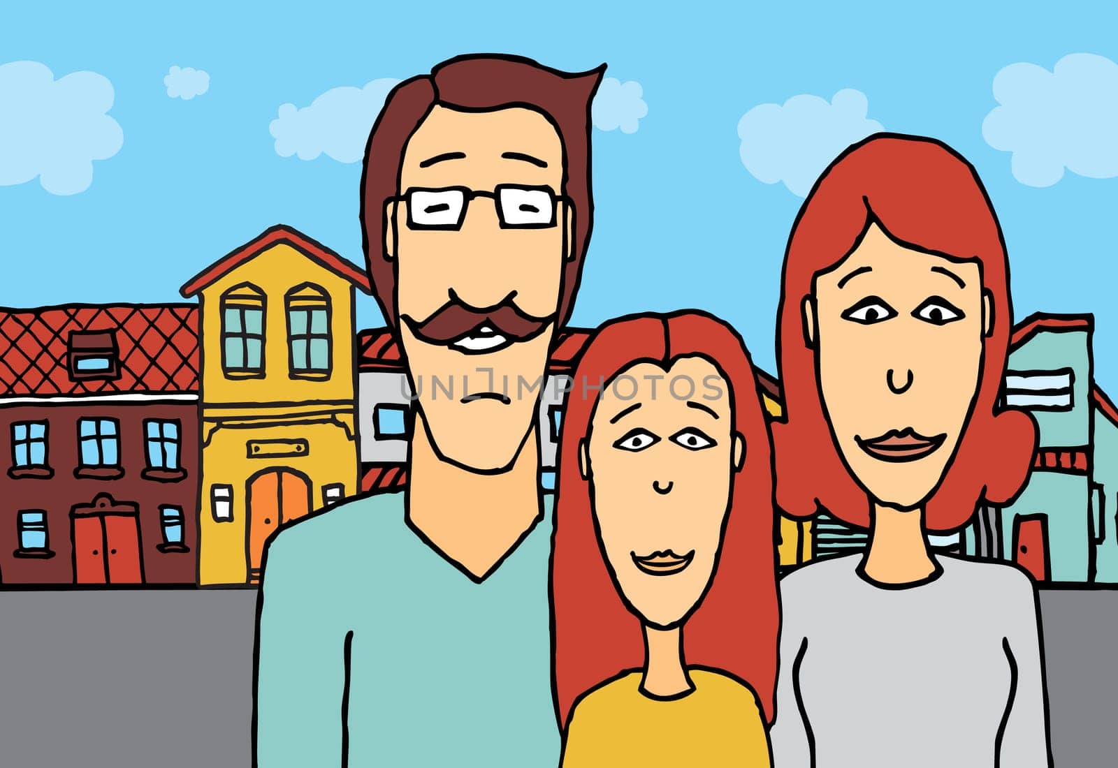 Happy family mother, father and daughter