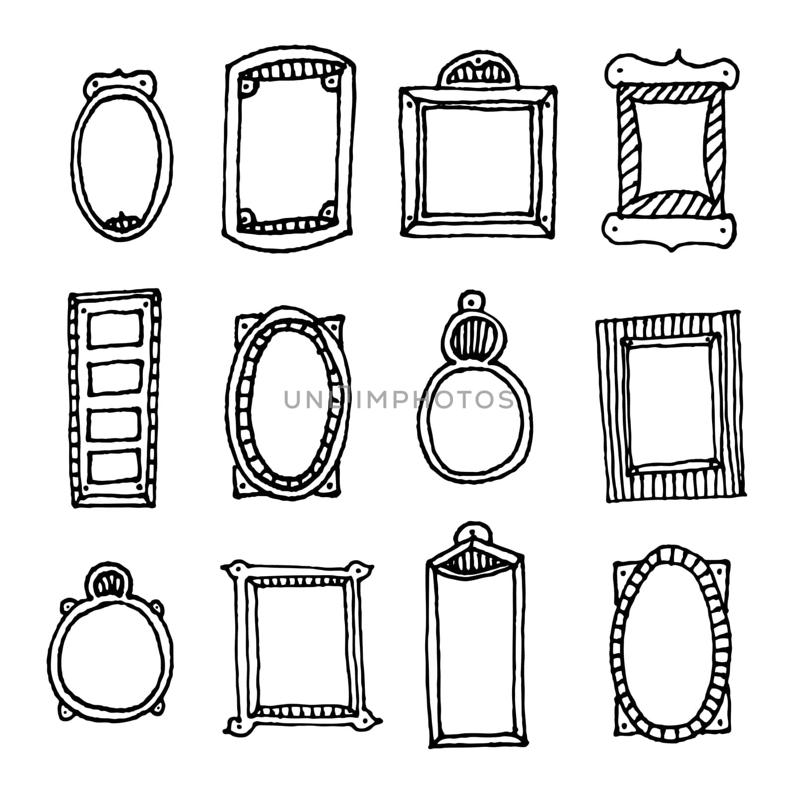 Hand drawn vector frame set