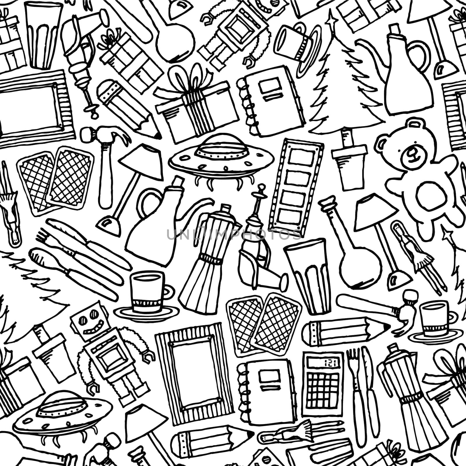 Garage sale seamless pattern / Objects background