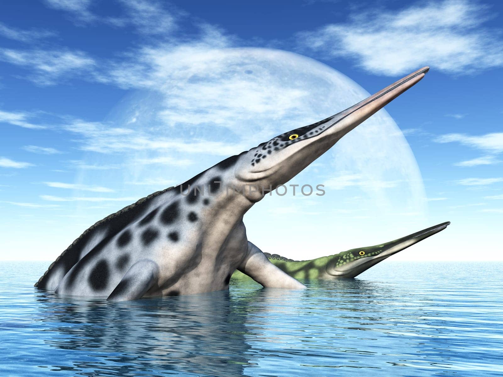 Computer-generated 3D illustration with the prehistoric marine reptile Hupehsuchus
