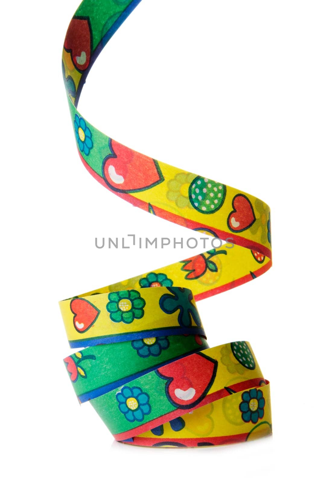 streamers as decoration for parties, sylvester isolated, hanging with white background
