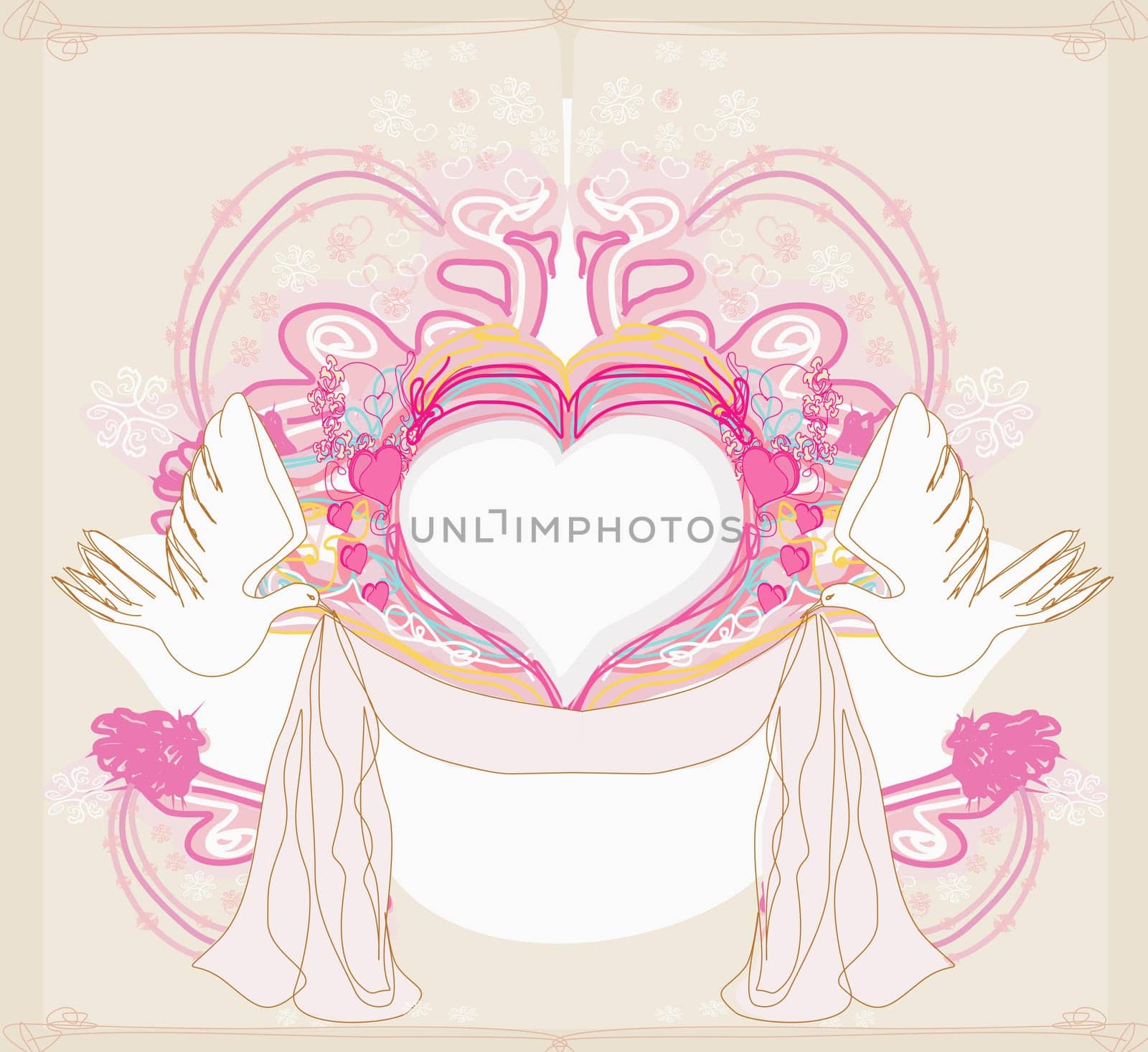 romantic card with love birds