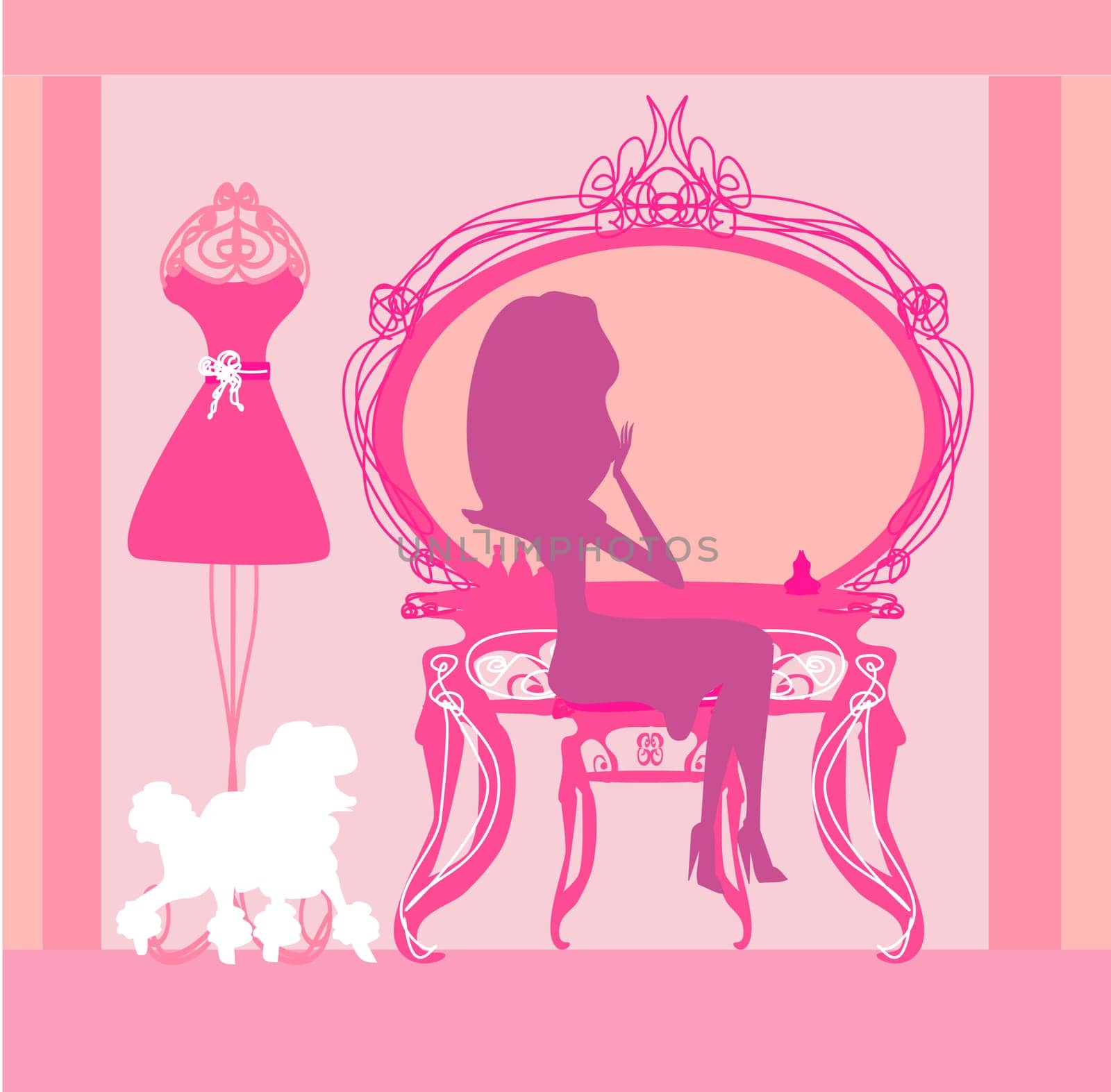 make up at home , silhouettes vector illustration
