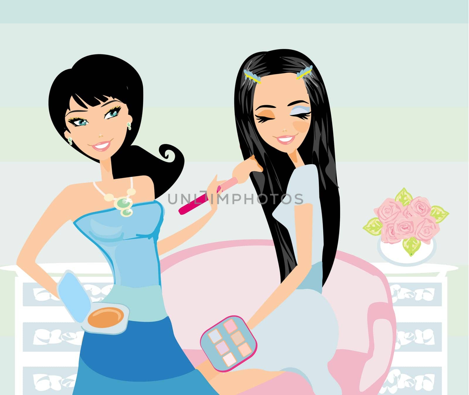 professional make-up artist applying blush