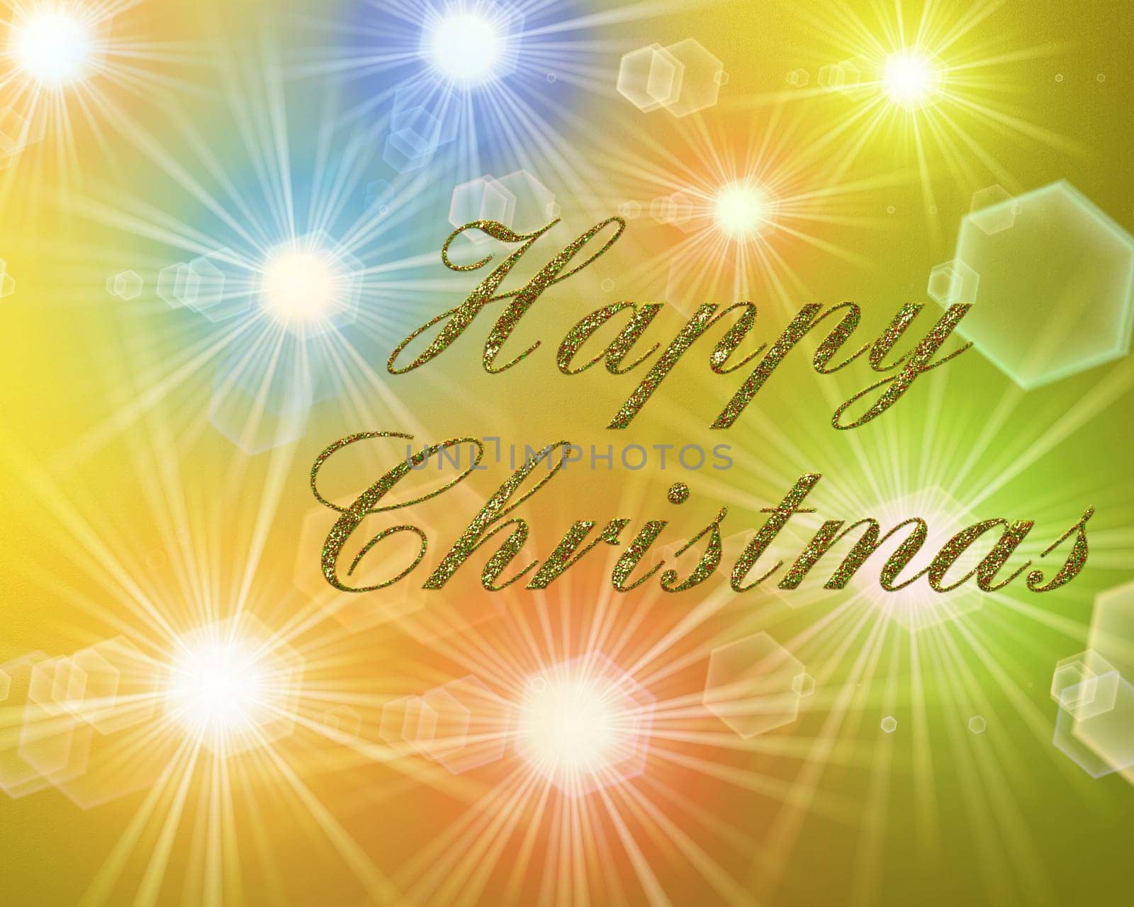 bright festive background with writing as a Christmas card