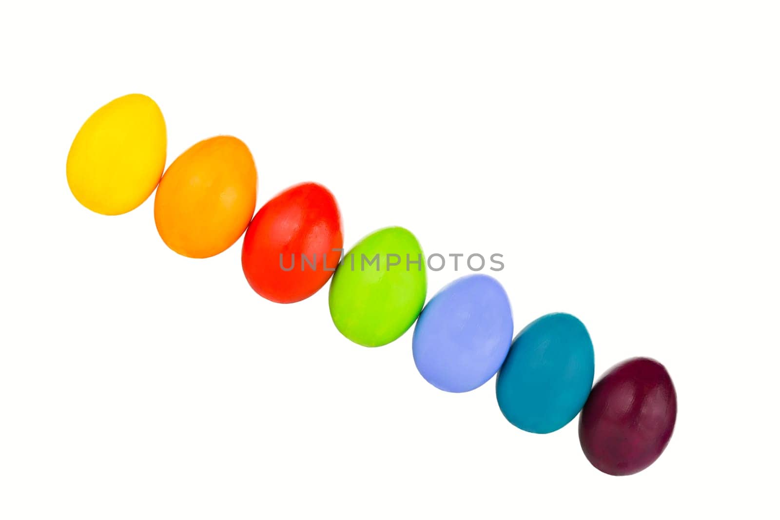 Colorful Easter eggs in a row across the picture