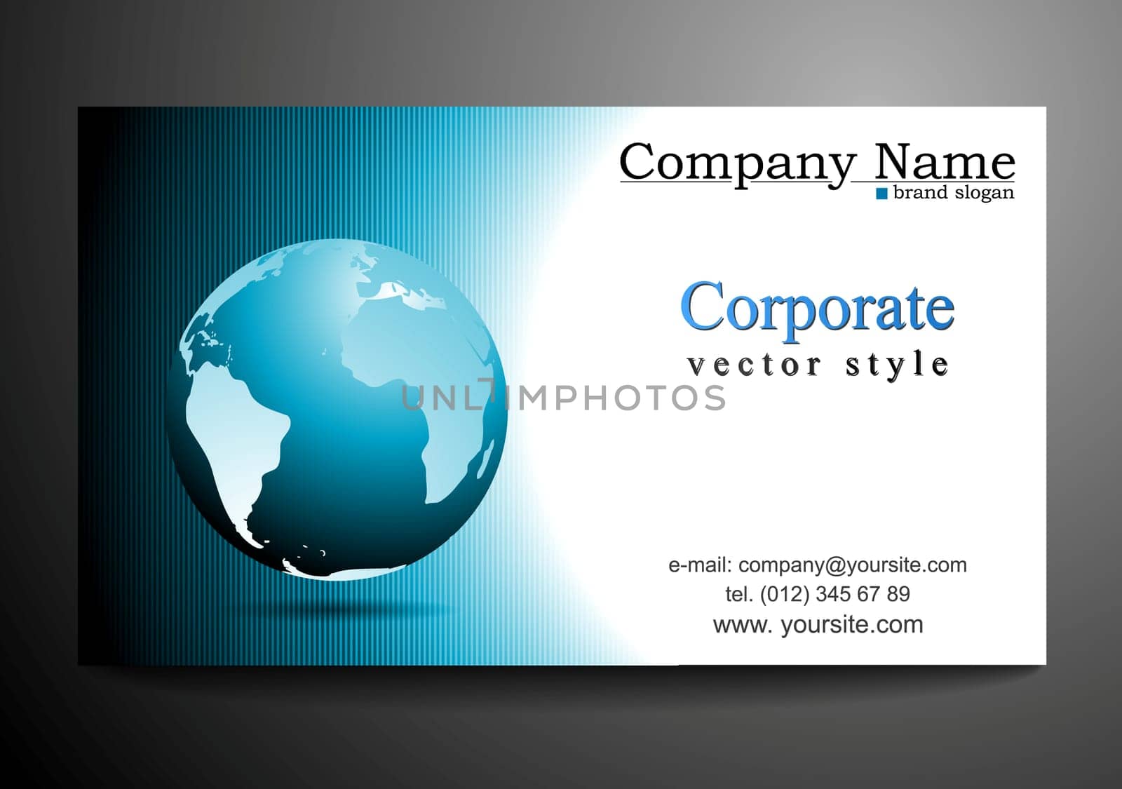 Abstract business card vector template with globe