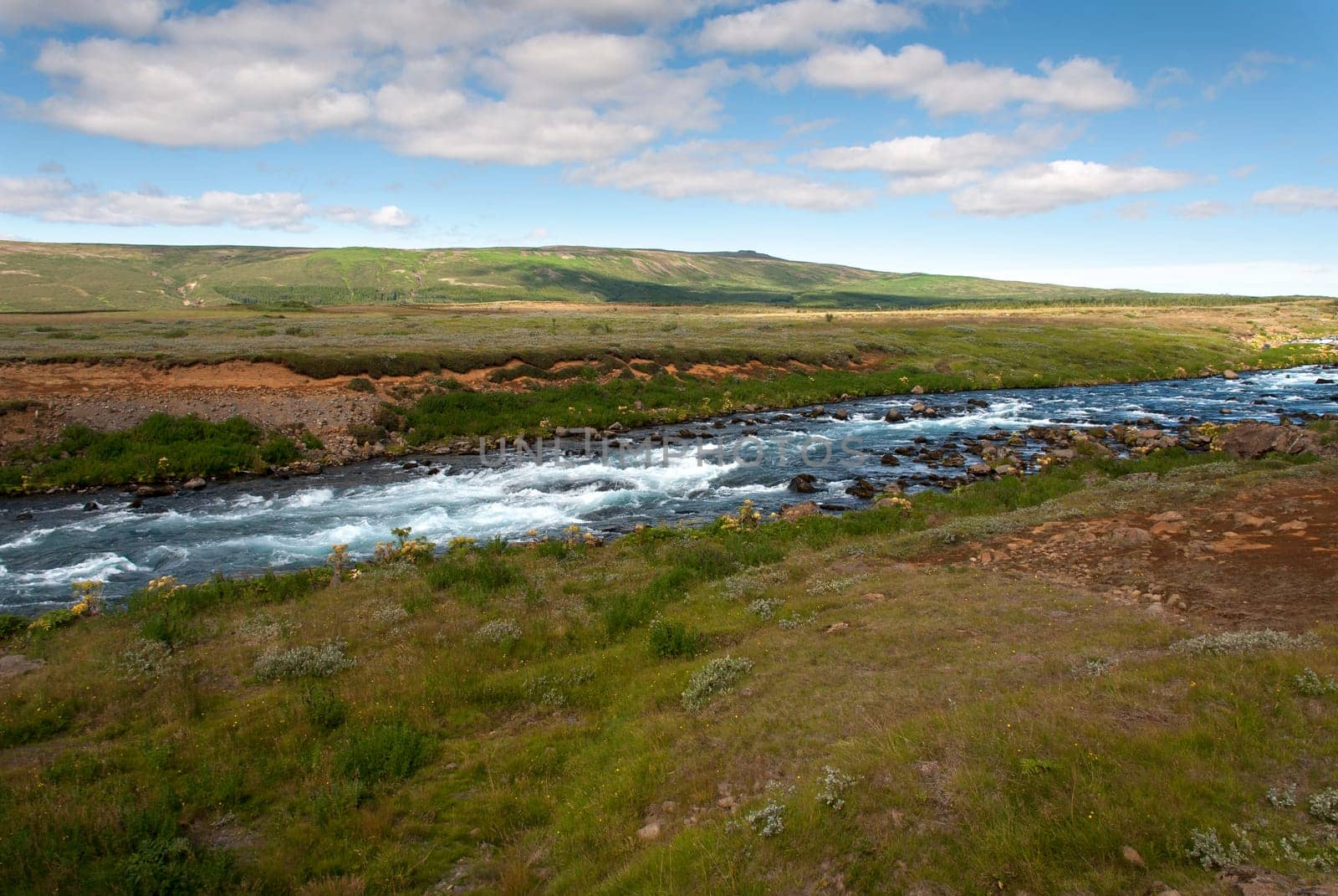 river with rapids near Gullfoss in Iceland