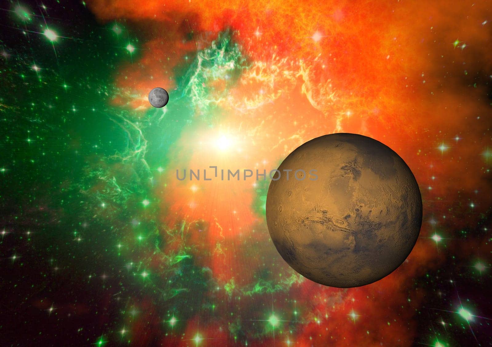 Far-out planets in a space against stars. "Elements of this image furnished by NASA""."