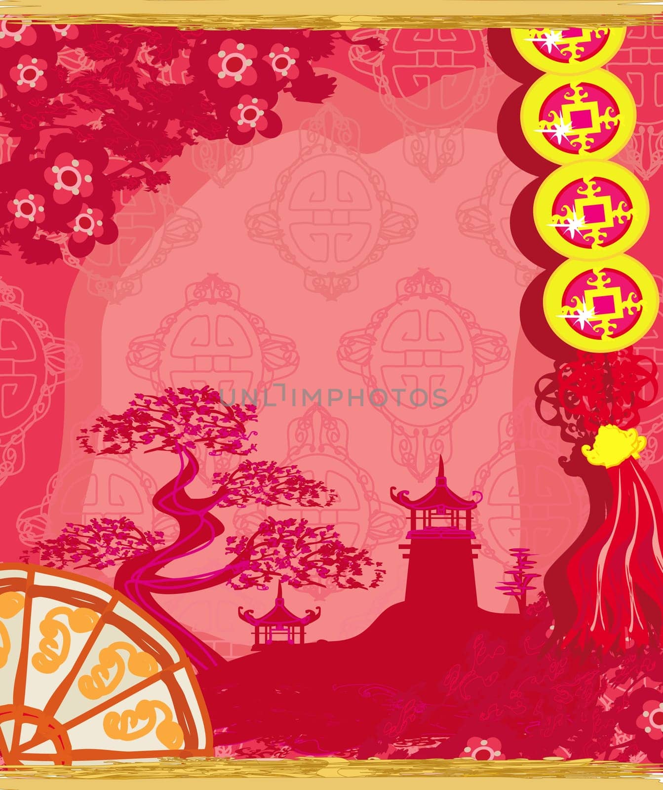 Decorative Chinese landscape card