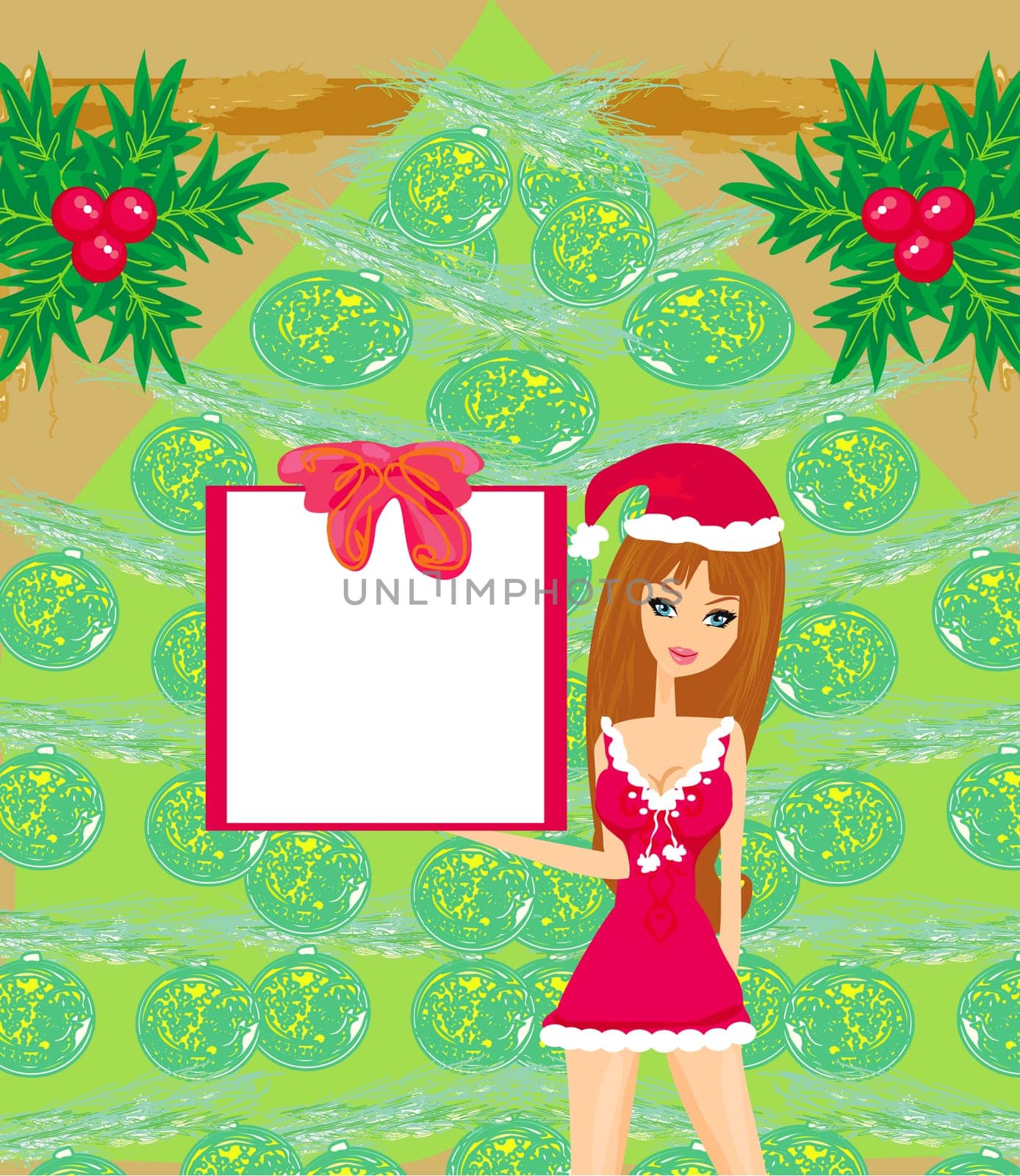 pretty girl in Christmas costume