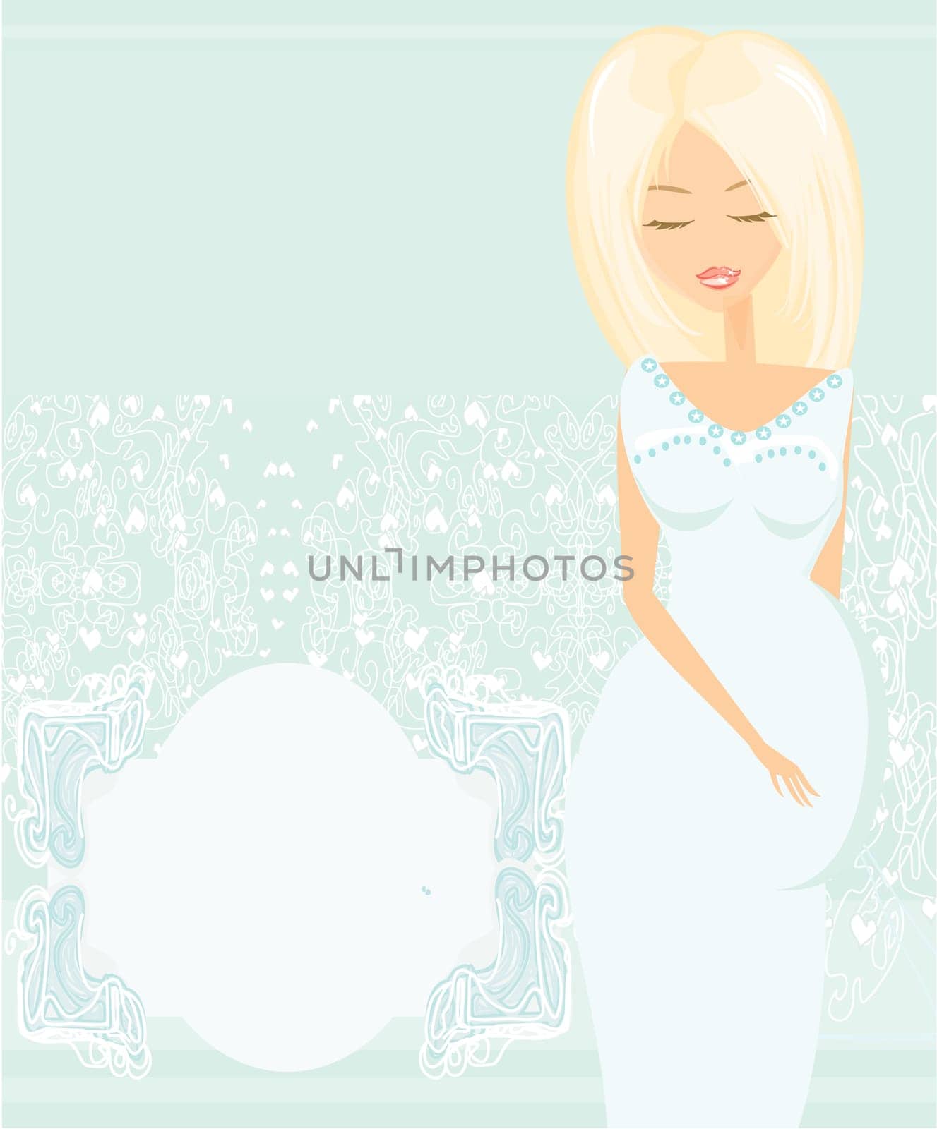 happy pregnant woman, baby shower card