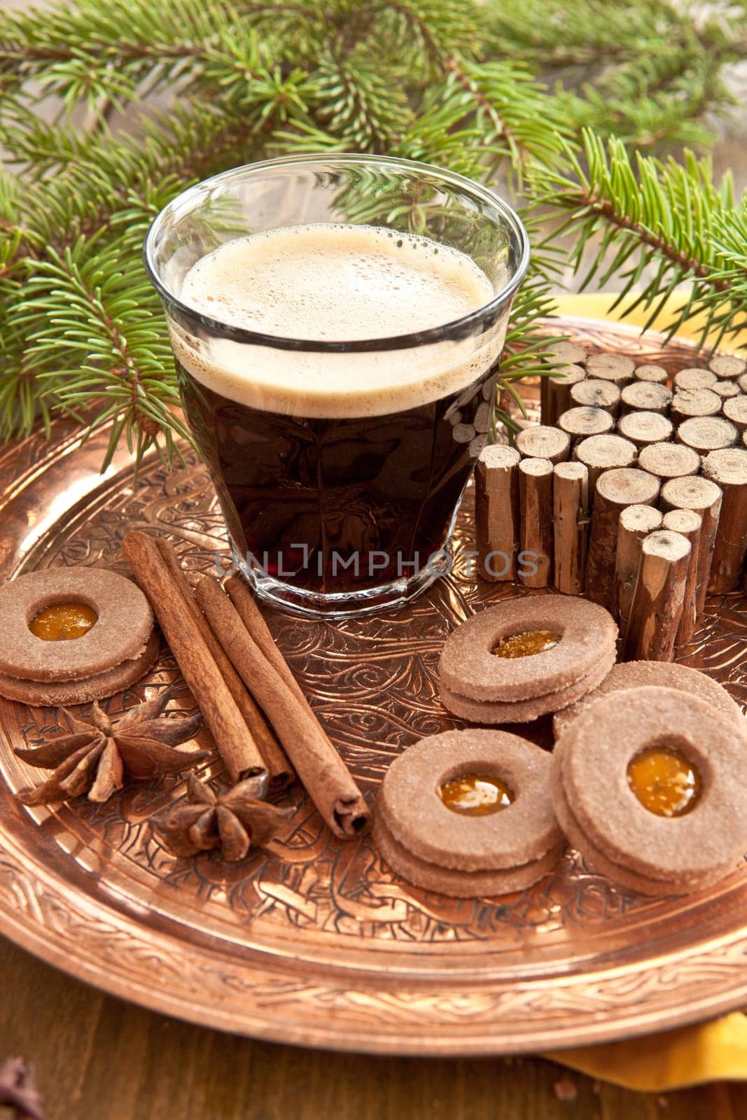 Small coffee in a glass with seats