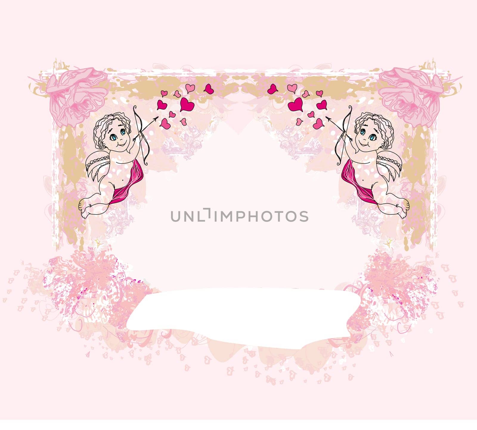 Cute valentines day card with cupids