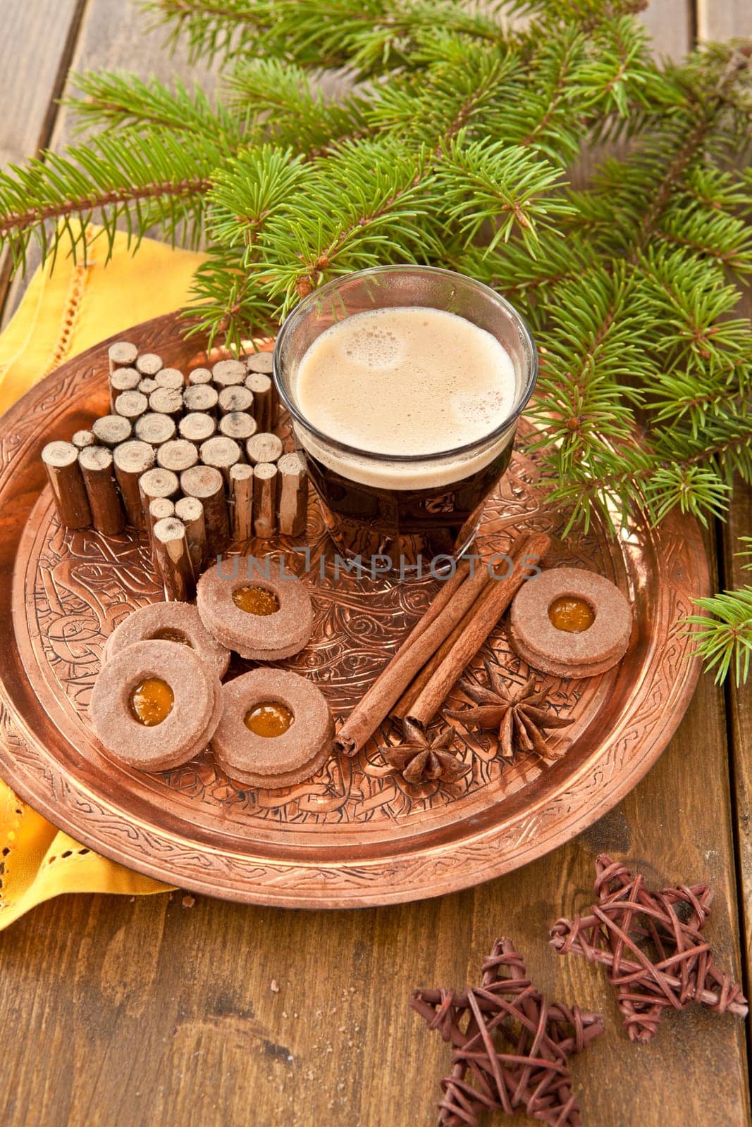 Small coffee in a glass with seats