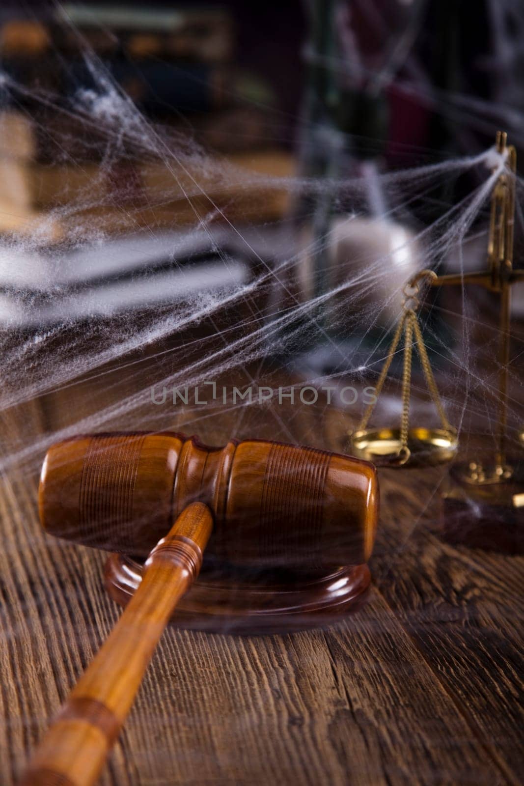 Law theme, mallet of judge, wooden gavel