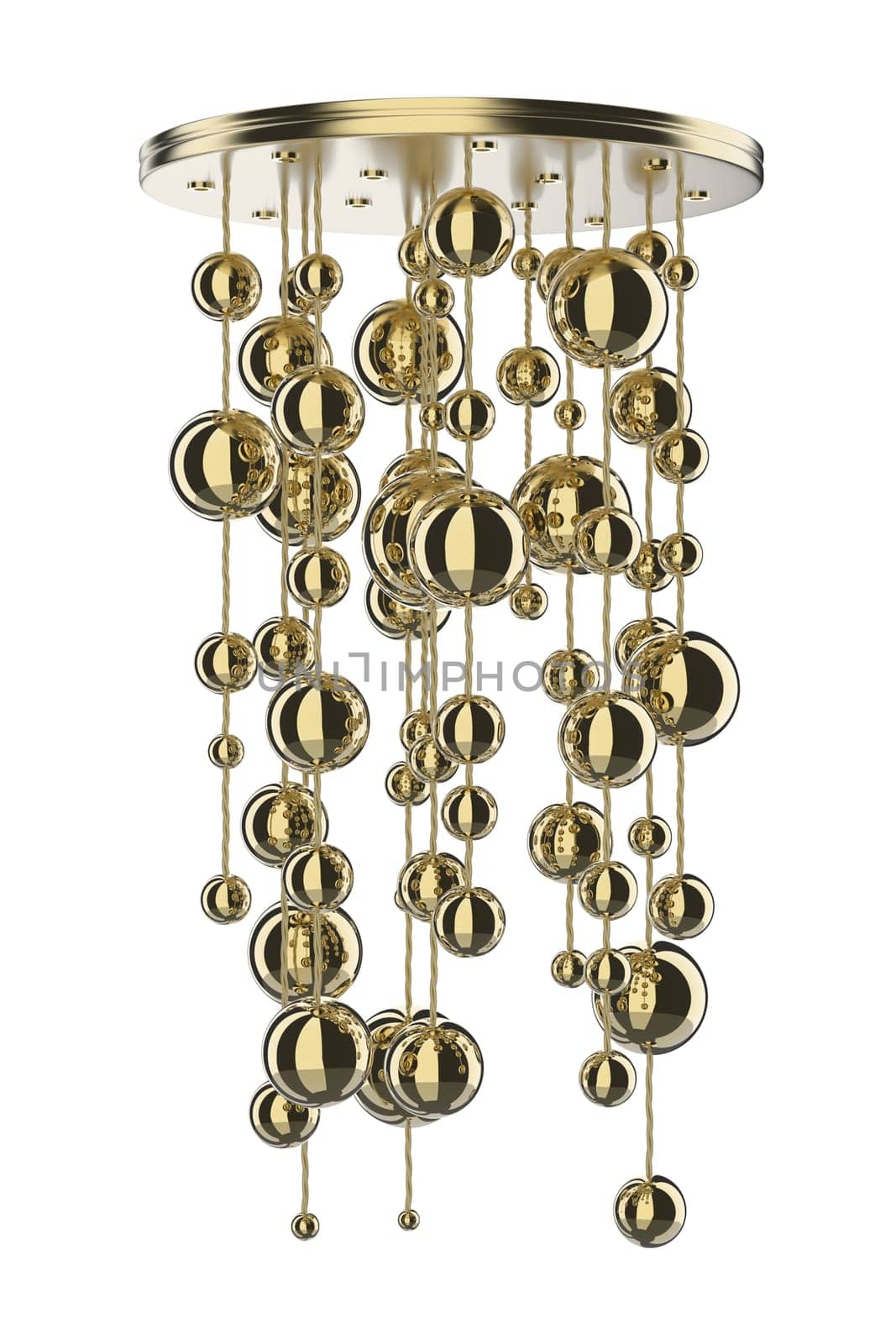 Gold chandelier, isolated on white background