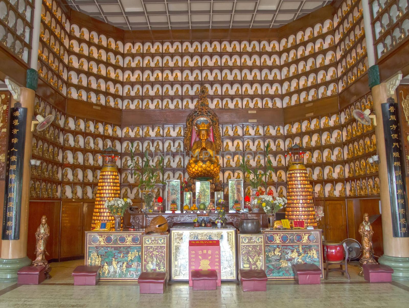 interior view of a chinese buddhist temple
