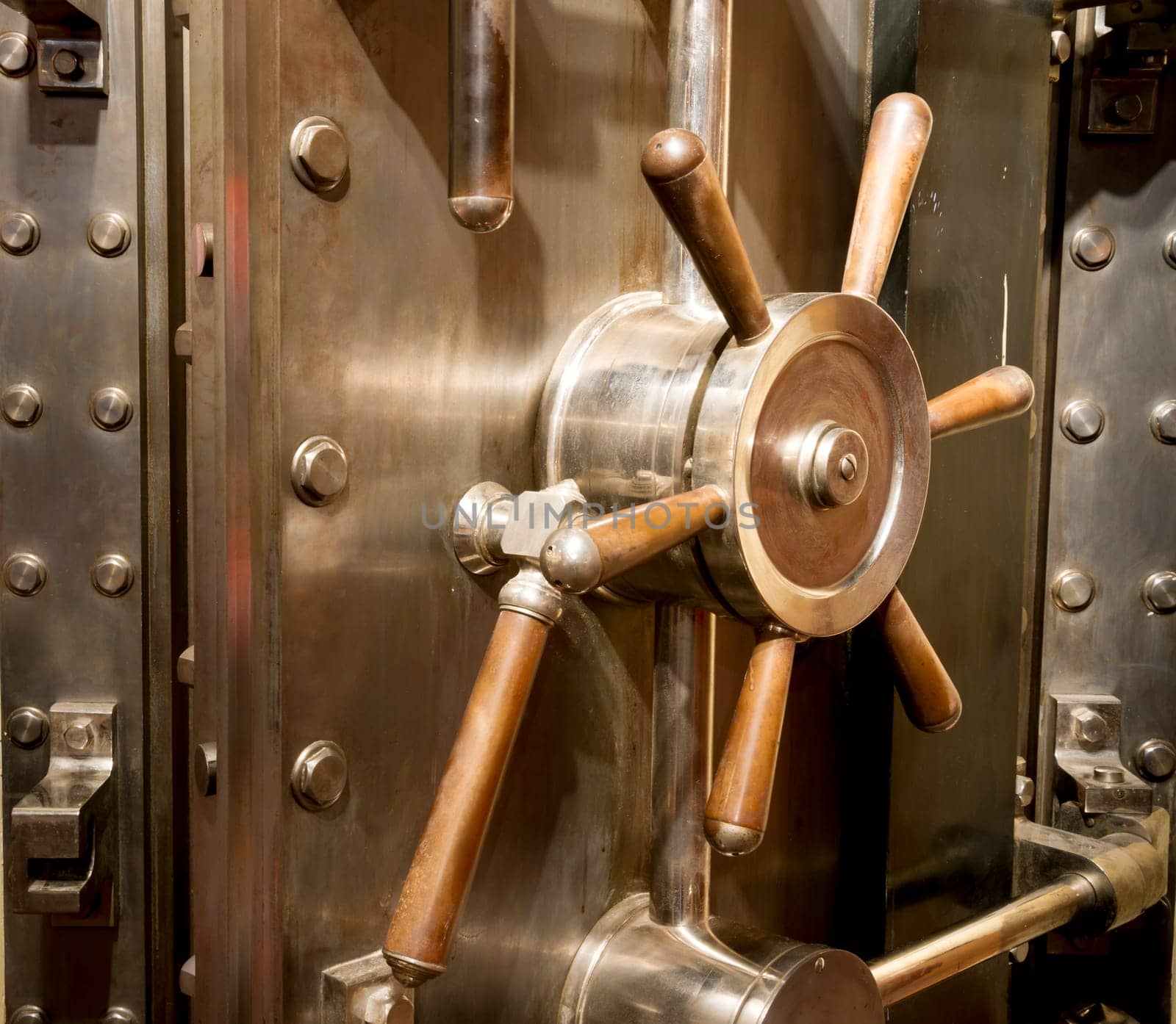 Door of big vintage safe in retail store