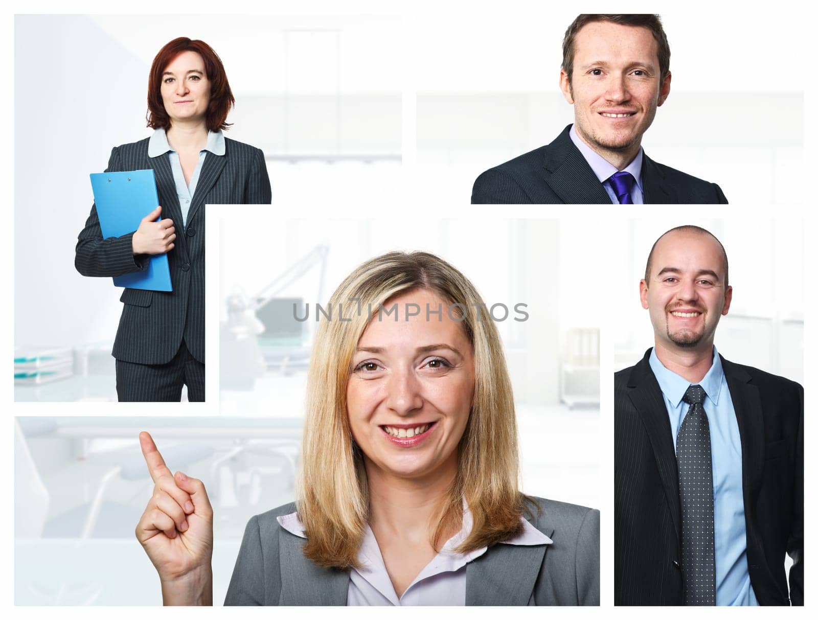 smiling caucasian business people background