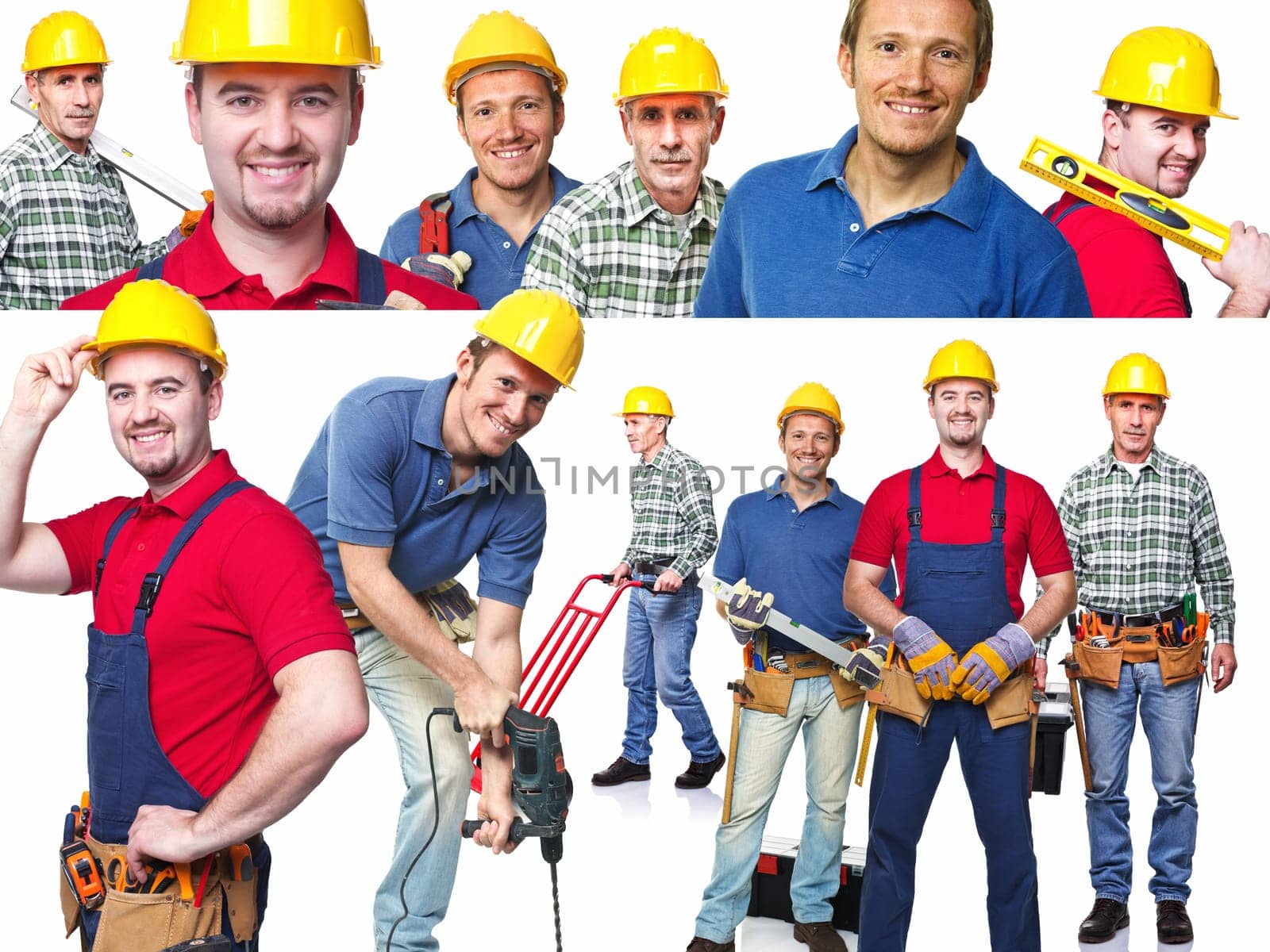 manual workers on white background collection