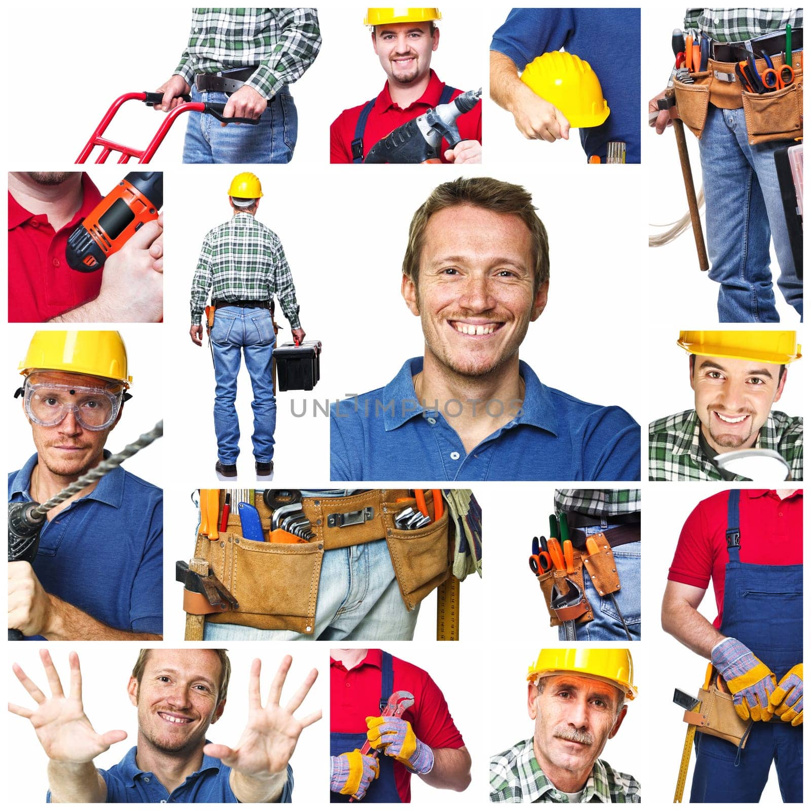 manual workers on white background collection