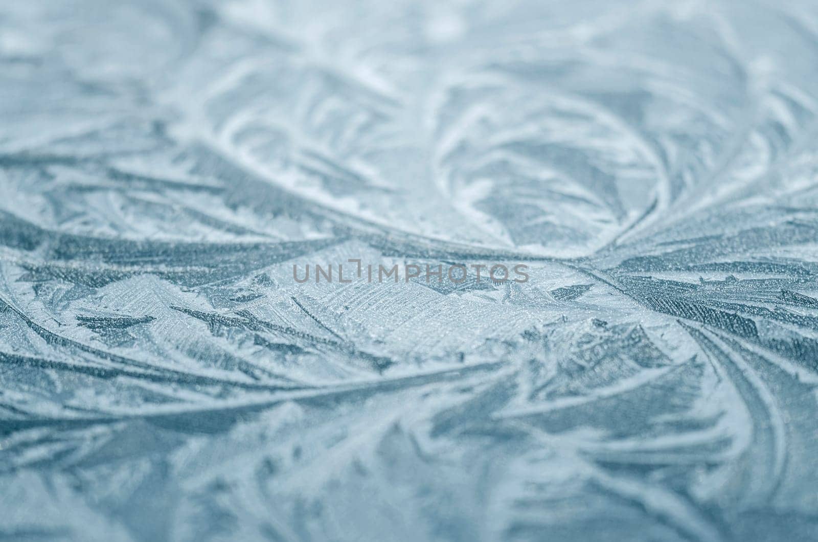 Close up of ice crystals formed on a cold metal surface