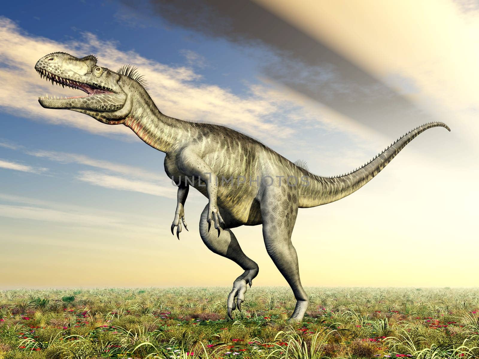 Computer-generated 3D illustration with the dinosaur Megalosaurus