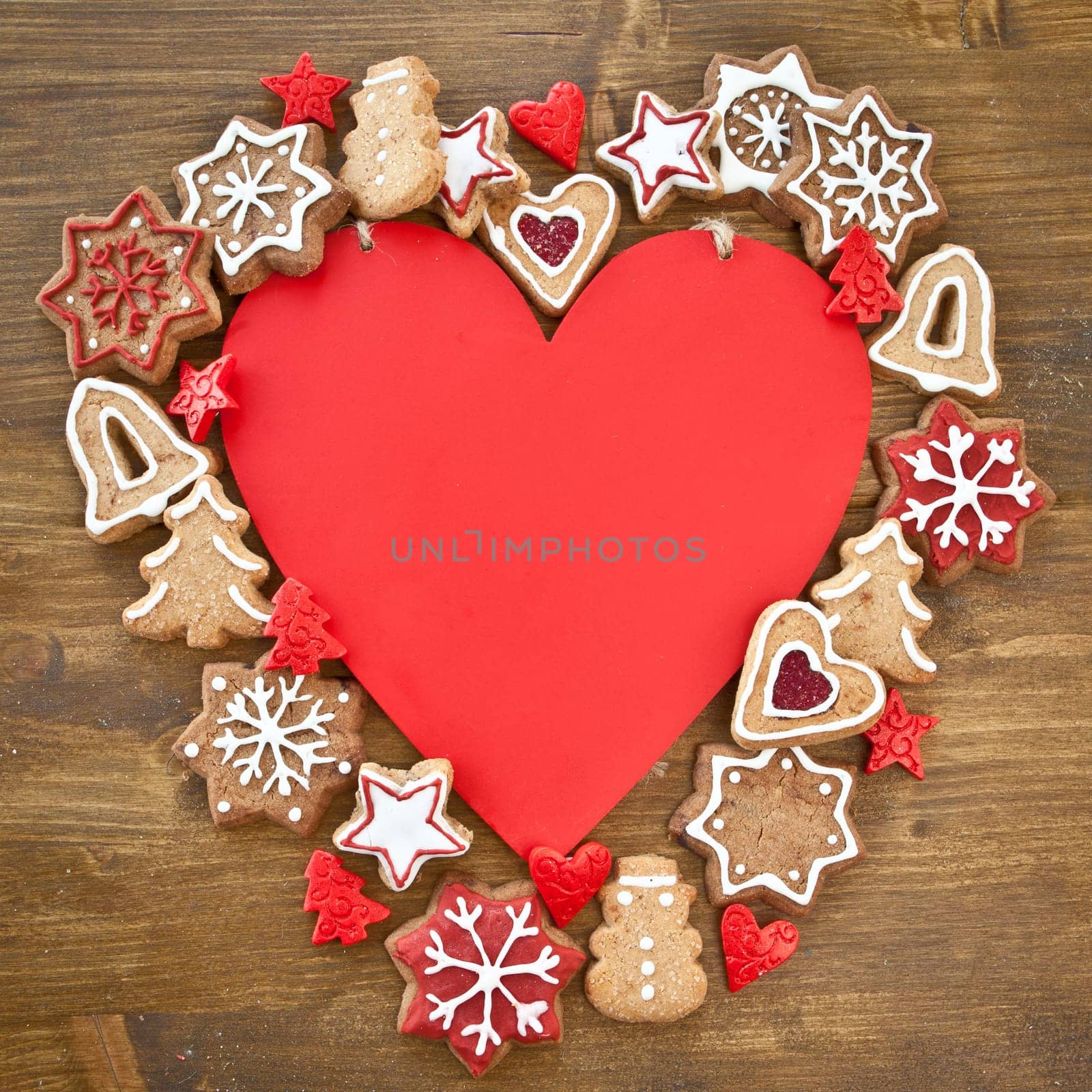 Colourful heart-shaped squares for Christmas