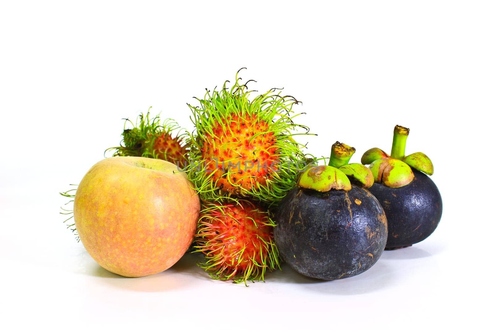 fresh fruit on white background