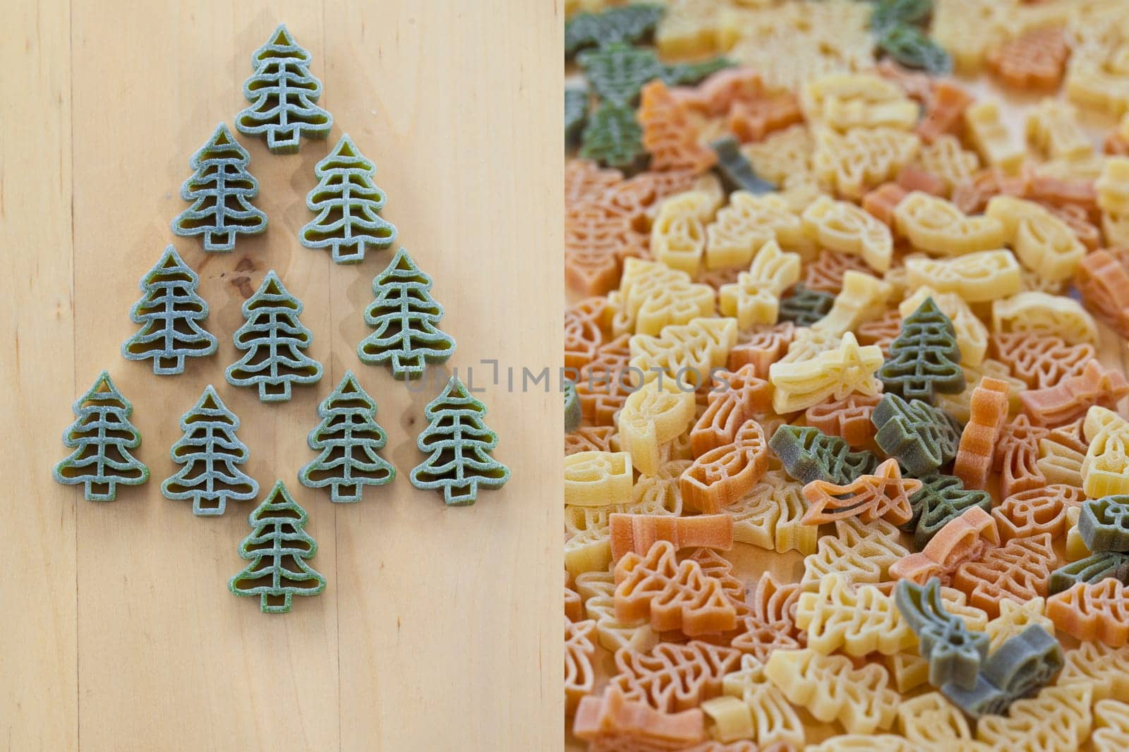 Colorful pasta for Christmas