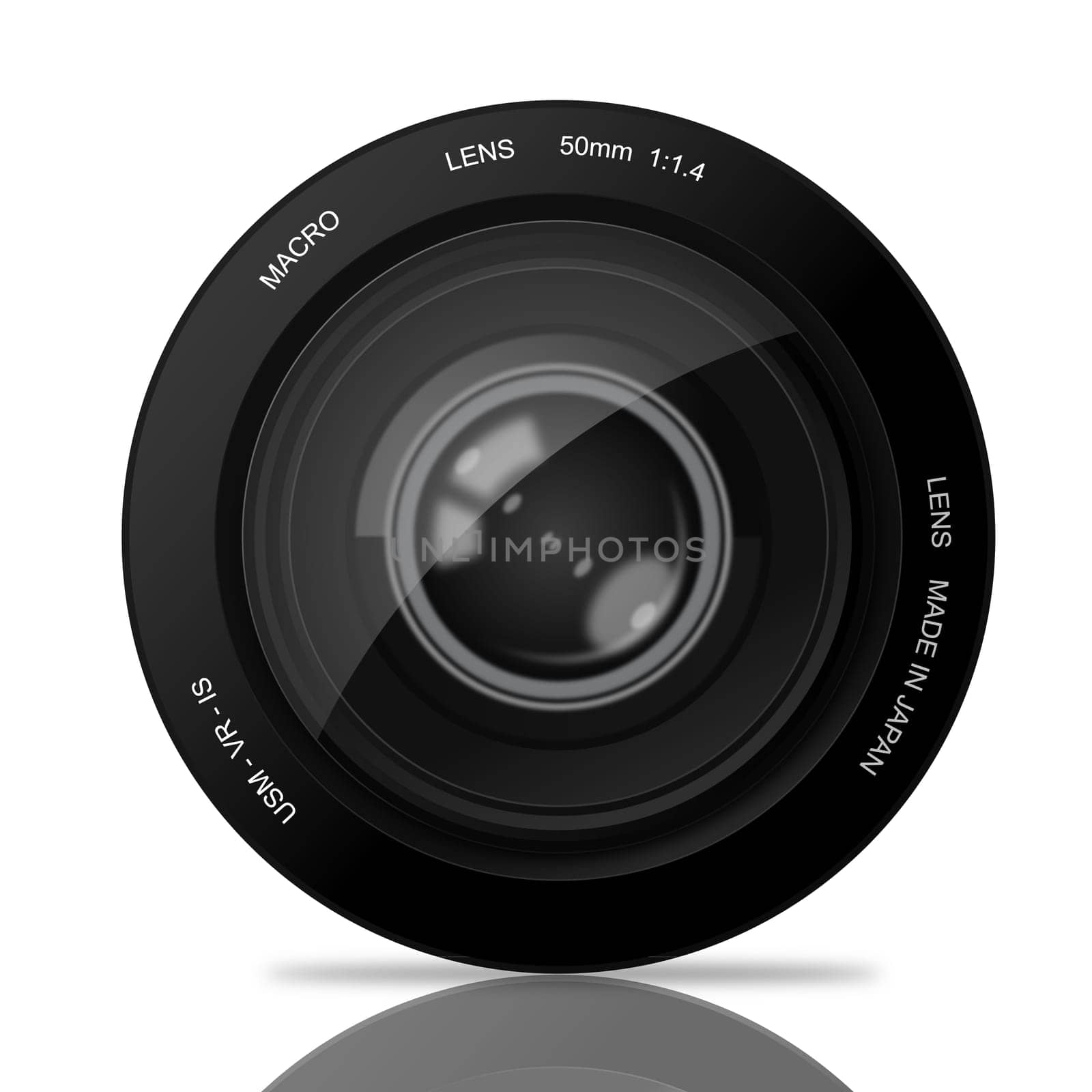 Illustration of eye balls in camers lens on white background