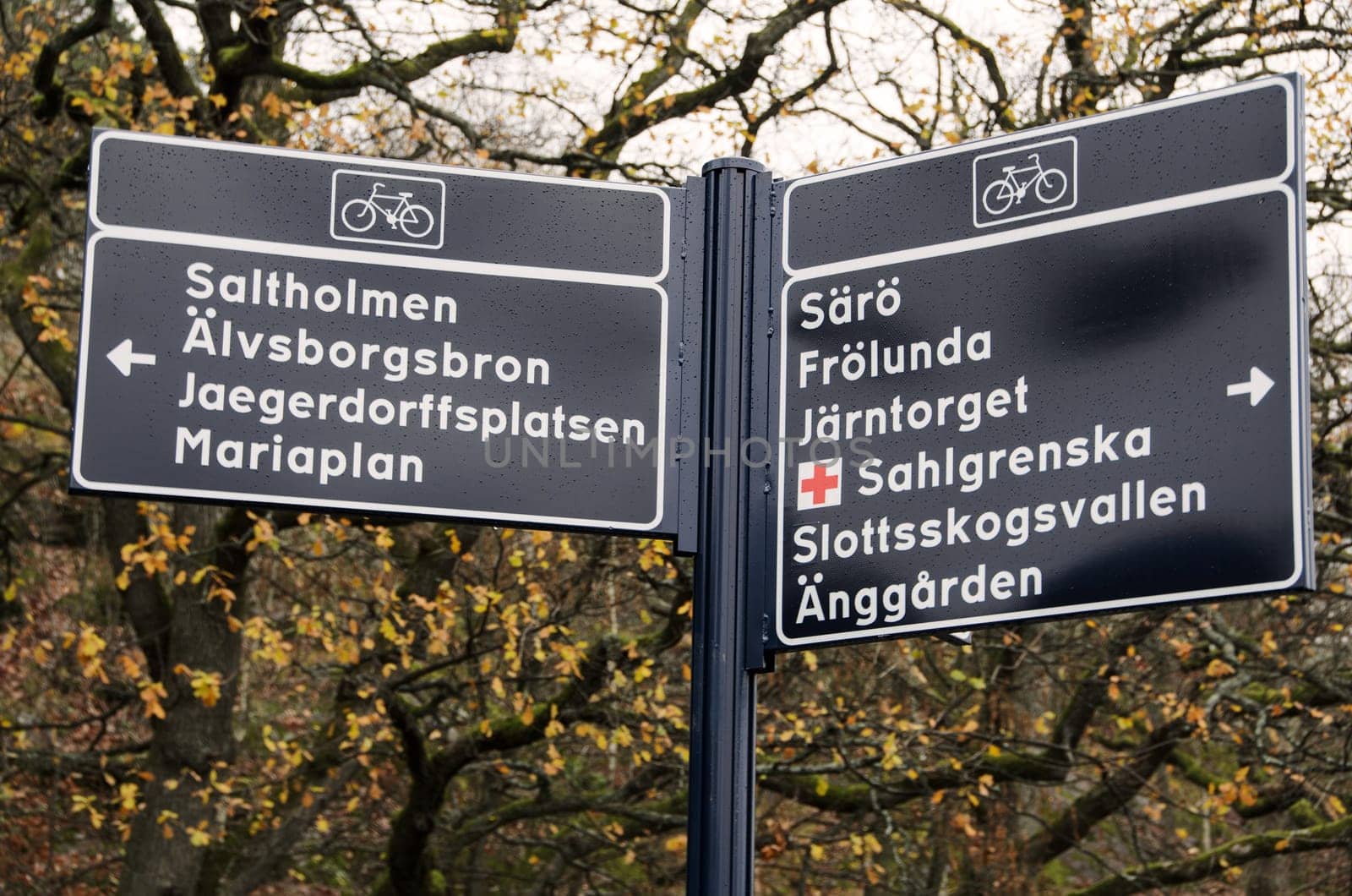 sign showing cycle routes and distances