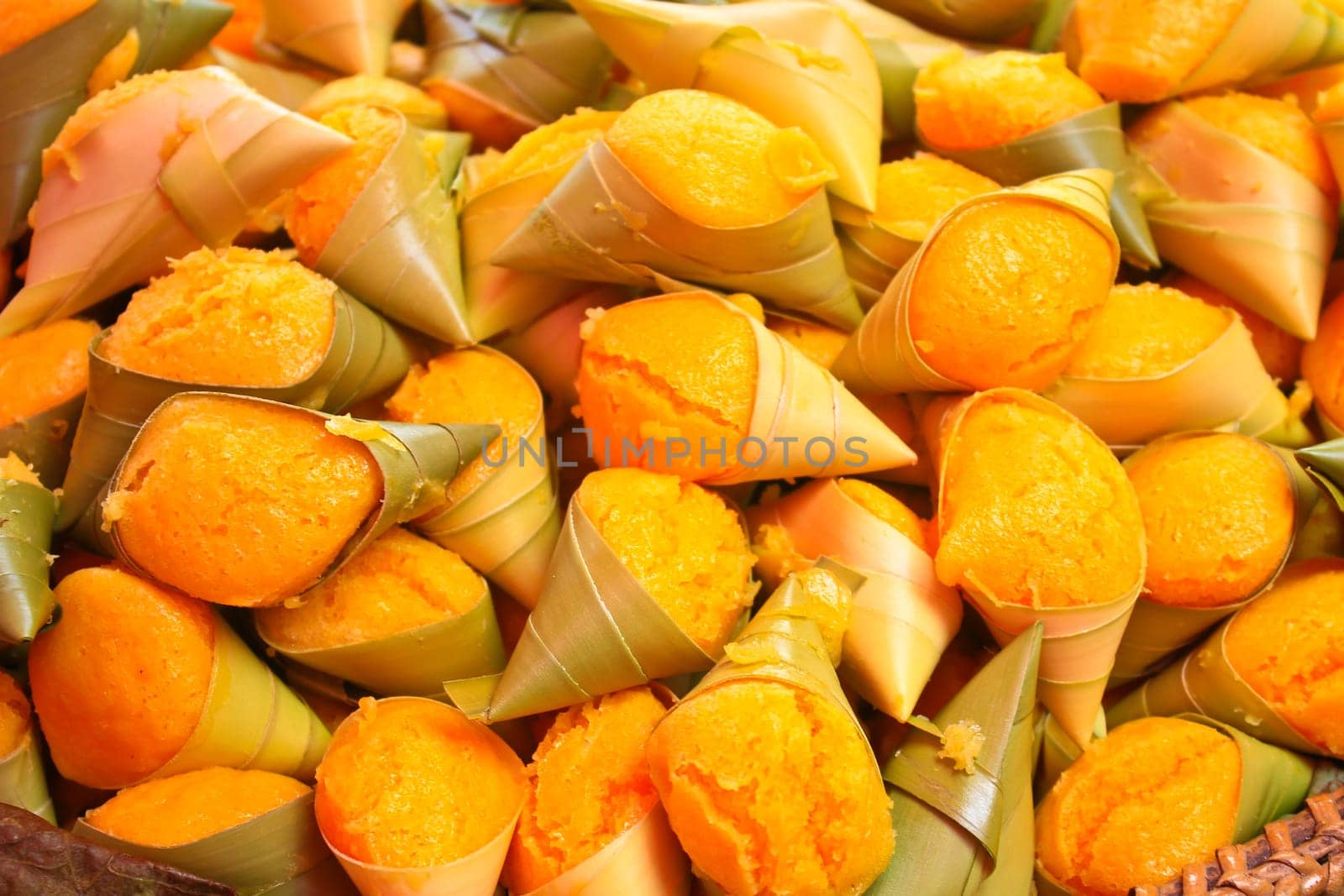 Sugar palm dessert in traditional Thai style on steamer pot