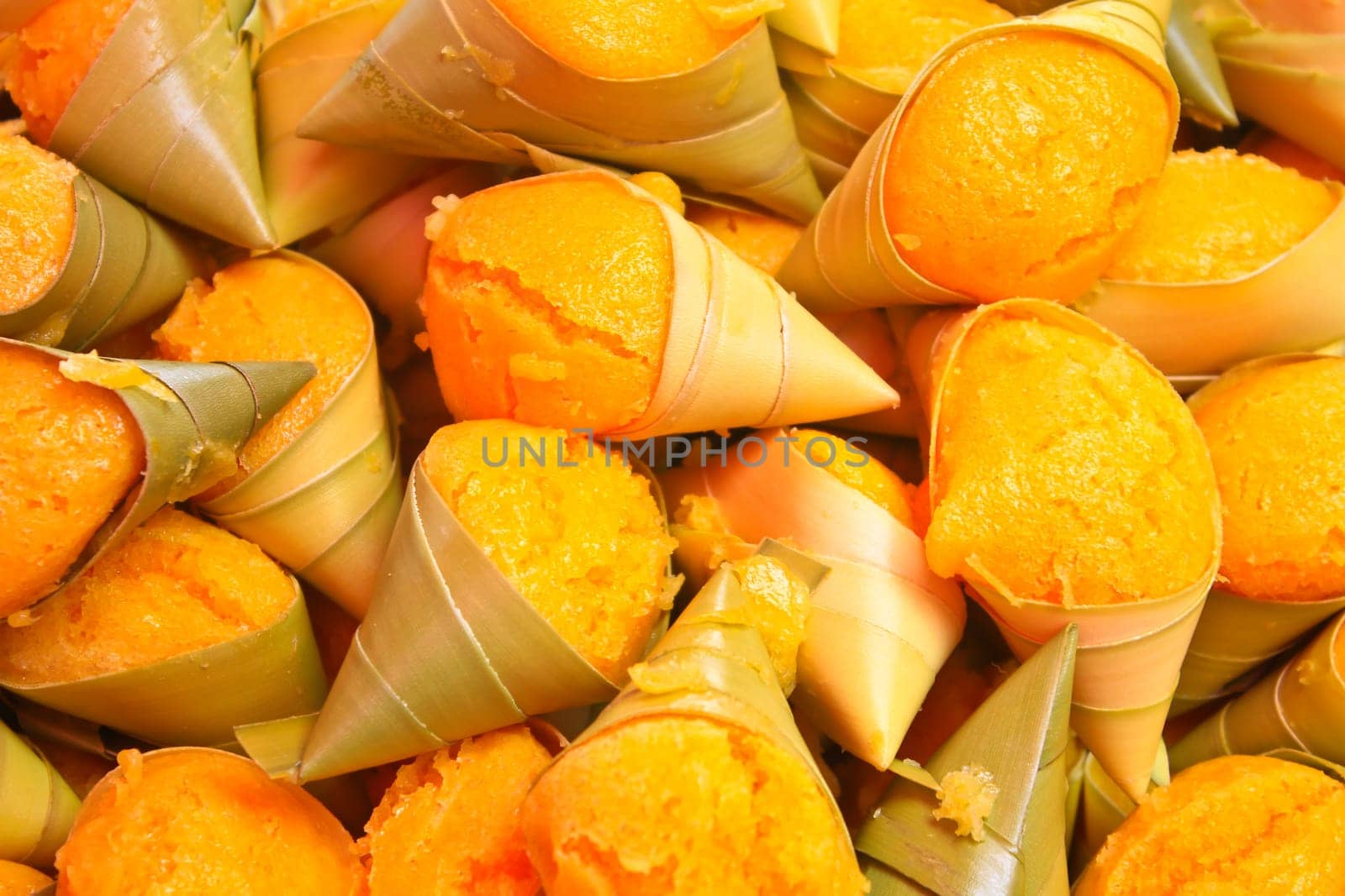 Sugar palm dessert in traditional Thai style on steamer pot