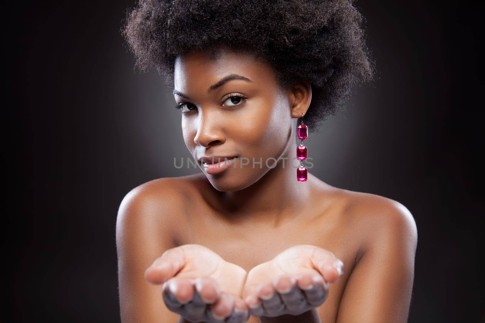 Black beauty reaching out hands
