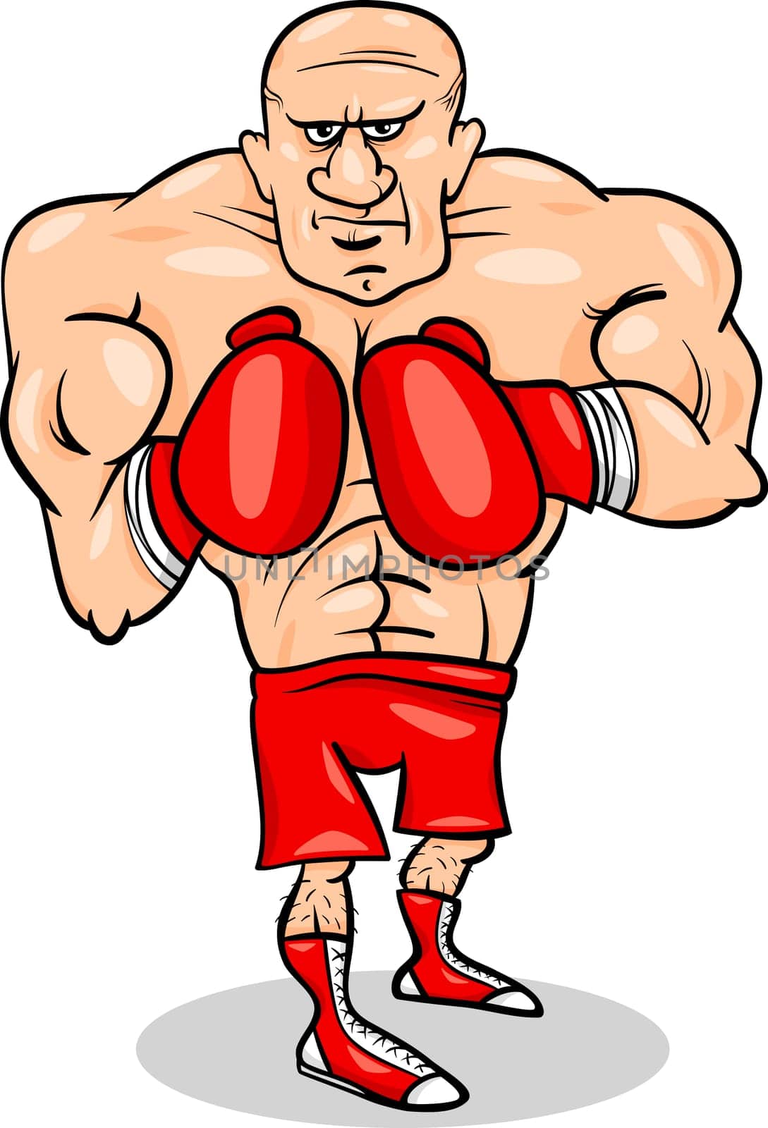 Cartoon Illustrations of Boxer Sportsman or Fighter